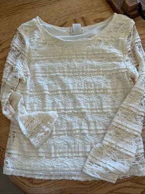 Belle Du Jour Cream Lace Long-Sleeve Blouse